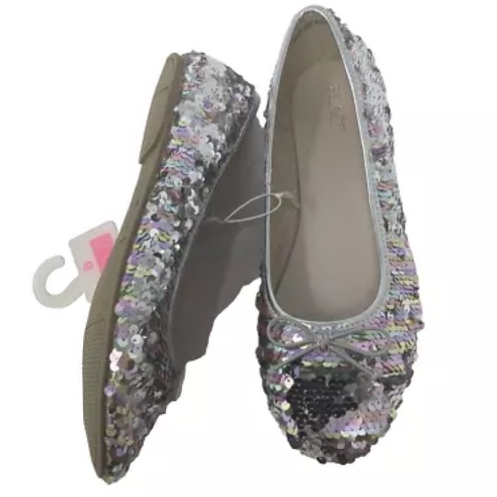 Children Place girls reversible sequin Mary Jane slip on shoes 6
